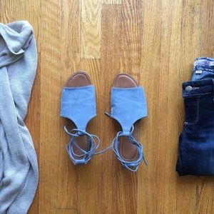 Ankle Tie Sandals Blue Suede Size 8